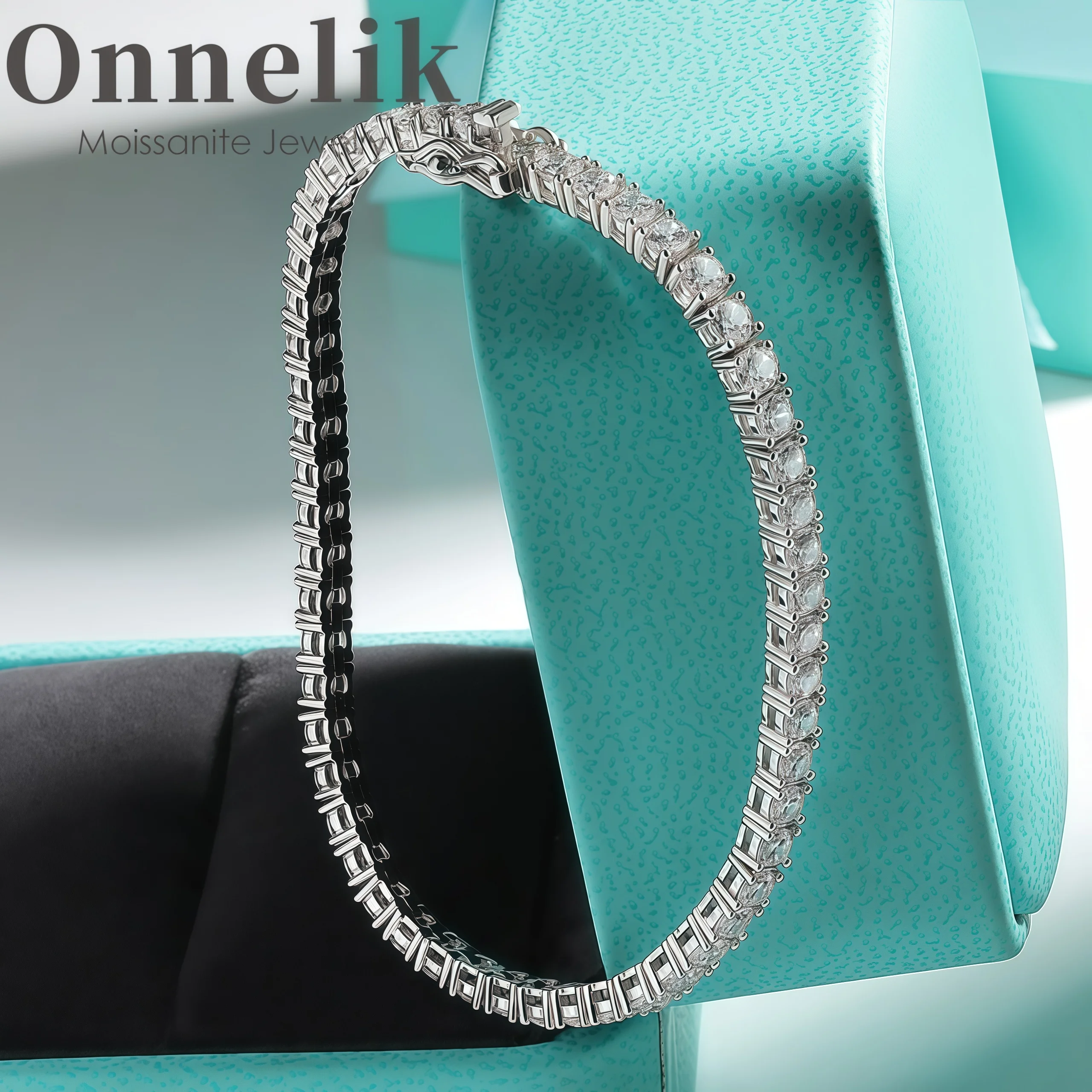 

Onnelik S925 Стерлингового Серебра 3/4/5 мм Полный Муассанит Браслет D VVS1 Диамант для Женщин Сверкающие Свадебная Вечеринка Изящные Ювелирные Изделия Подарок