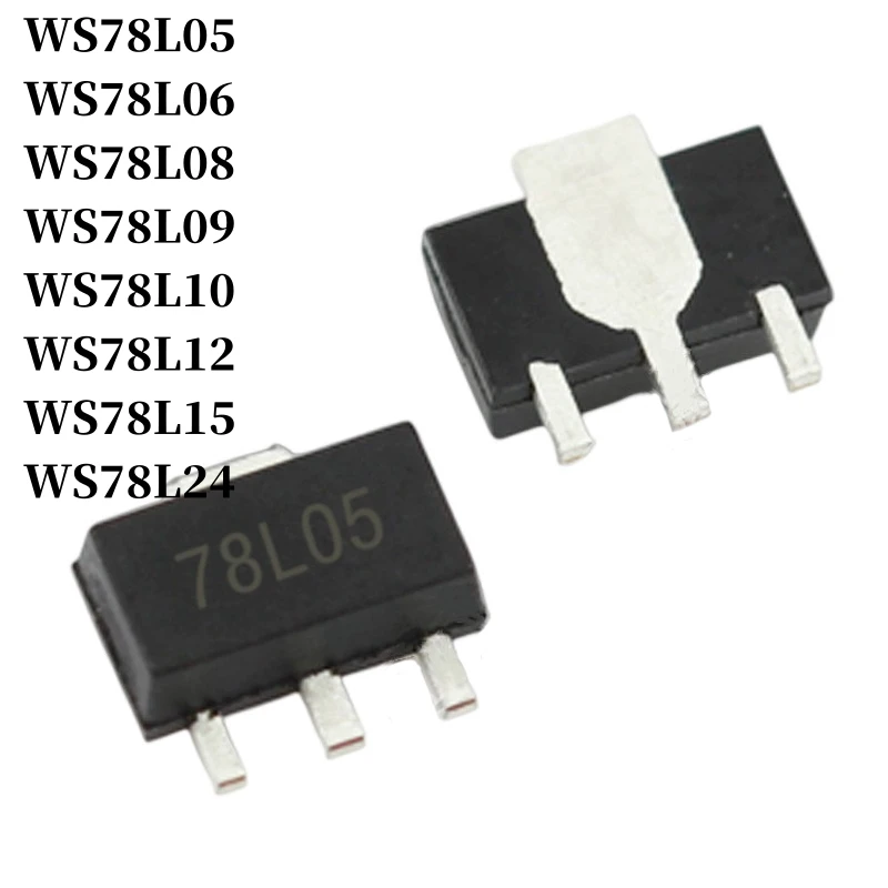 50~500Pcs WS78L05 WS78L06 WS78L08 WS78L09 WS78L10 WS78L12 WS78L15 WS78L24 SOT-89 LDO 3-terminal Regulator IC SMD Low Dropout