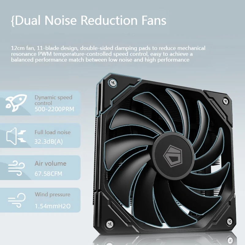 ID-COOLING IS-67-XT 67 مللي متر ارتفاع 6 أنابيب الحرارة مشعاع الضغط السفلي 12 فولت 4PIN PWM 120 مللي متر مروحة إنتل LGA1700/1200/115X AMD AM4/AM5