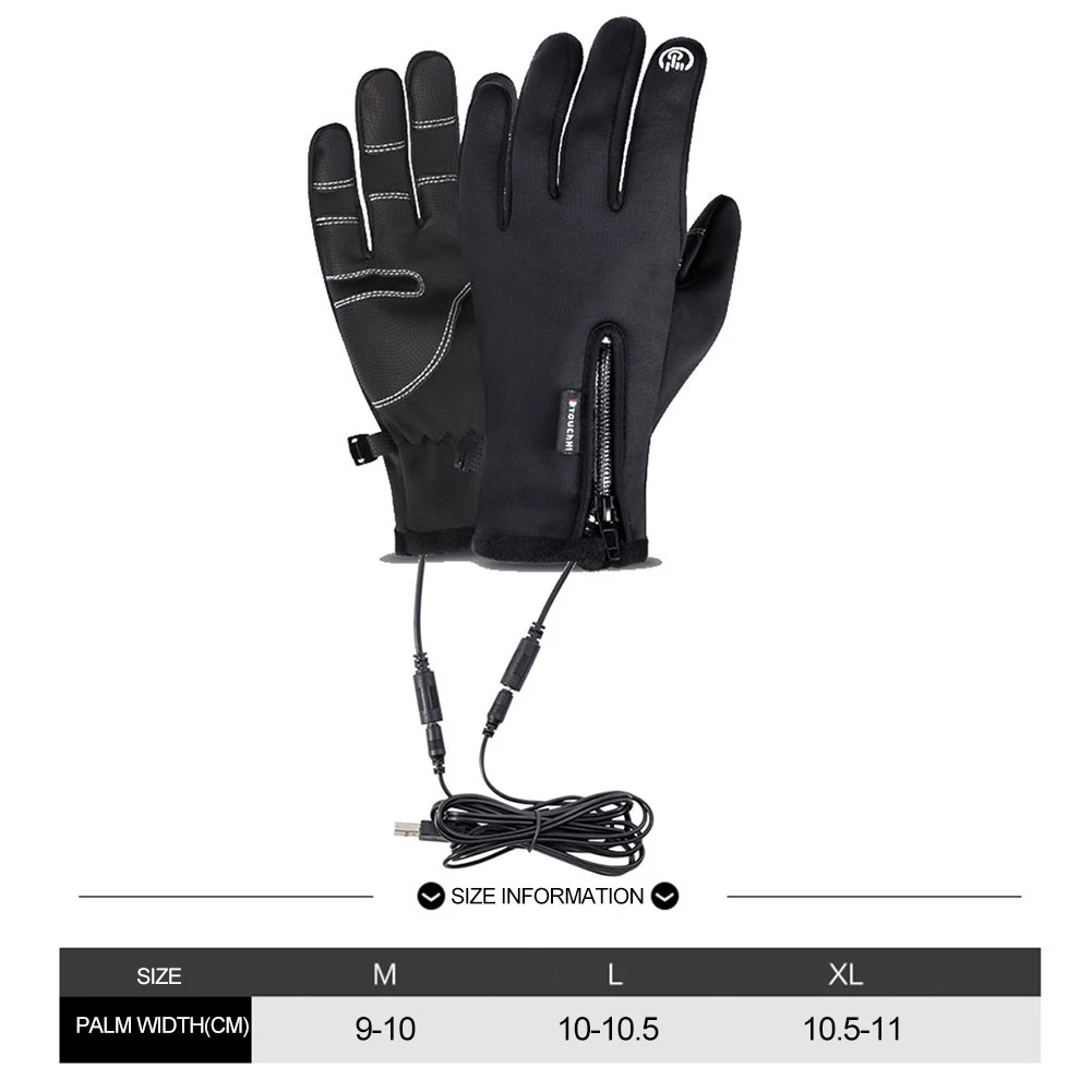 Guantes con pantalla táctil USB, guantes térmicos con calefacción, guantes calefactables a prueba de viento para ciclismo, correr, conducir, senderismo, caminar para mujeres y hombres