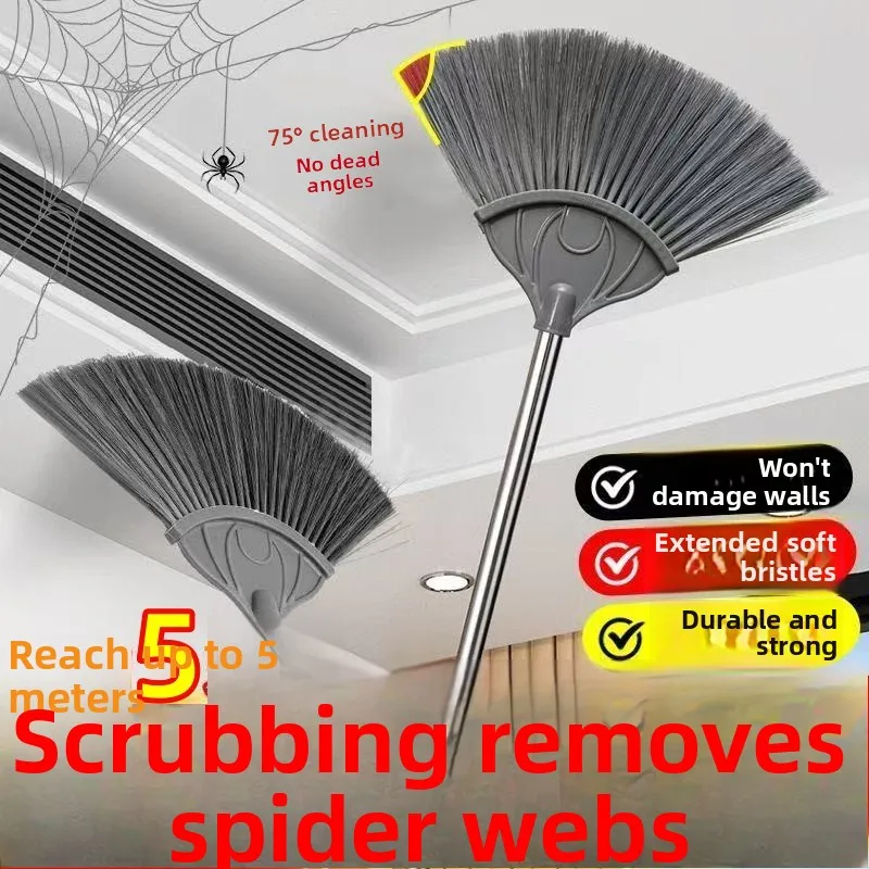 

Exble Long Pole Broom for Roof And Wall Cleaning Dust Removal Spider Web Swee Tool Home Household Floor Cleaning
