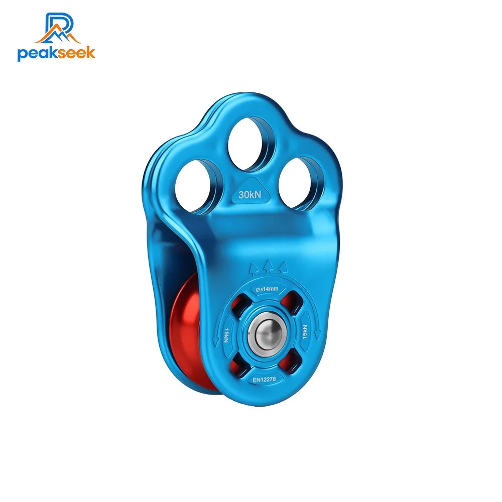 Peakseek 30KN 7075 Aluminum Alloy Single Pulley Built-in Ball Bearing 3-Hole Outdoor Rock Climbing Pulley view 2