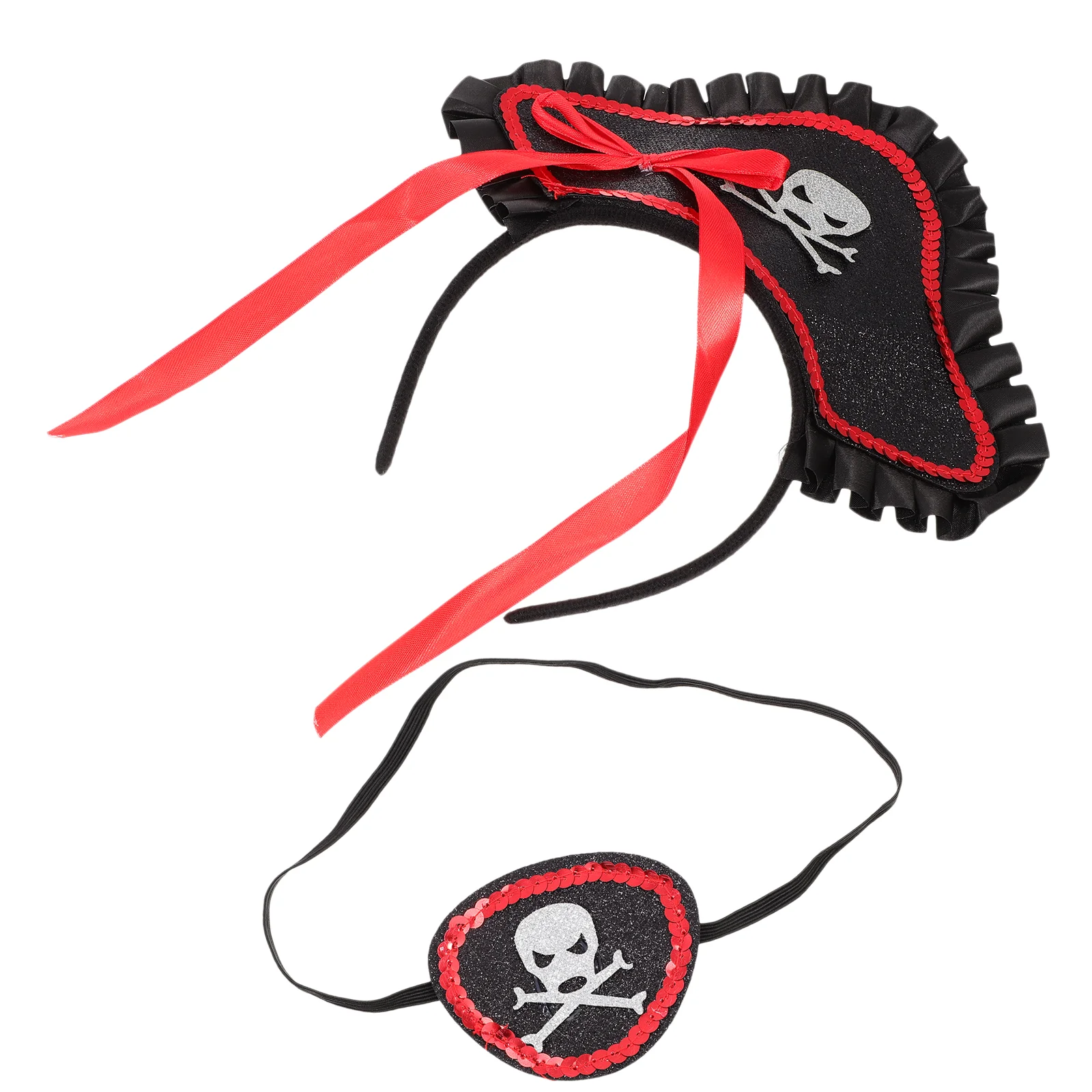 Maschera per gli occhi Capelli da pirata Benda per gli occhi Puntelli per prestazioni Trucco Accessori per Halloween Costumi Rosso