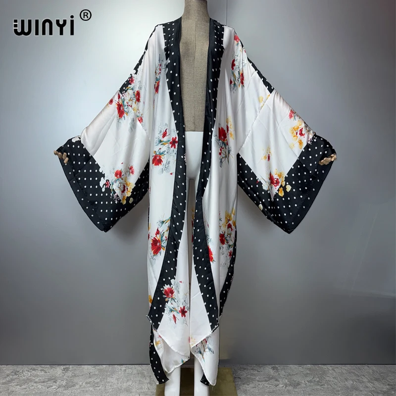Winyi boêmio quimono moda kaftan beachwear cardigan sexy vestido de noite abaya dubai luxo cover-ups roupas de praia feminino