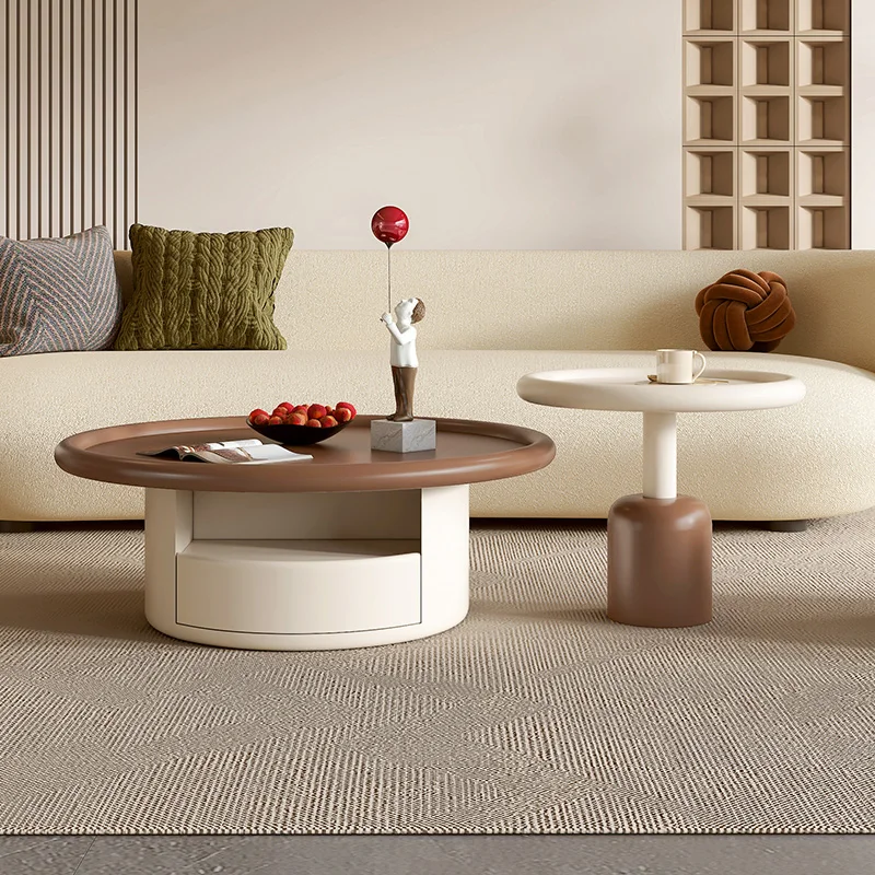 XK Cream Style round Tea Table Living Room Home Modern Minimalist Balcony   Light Luxury Small