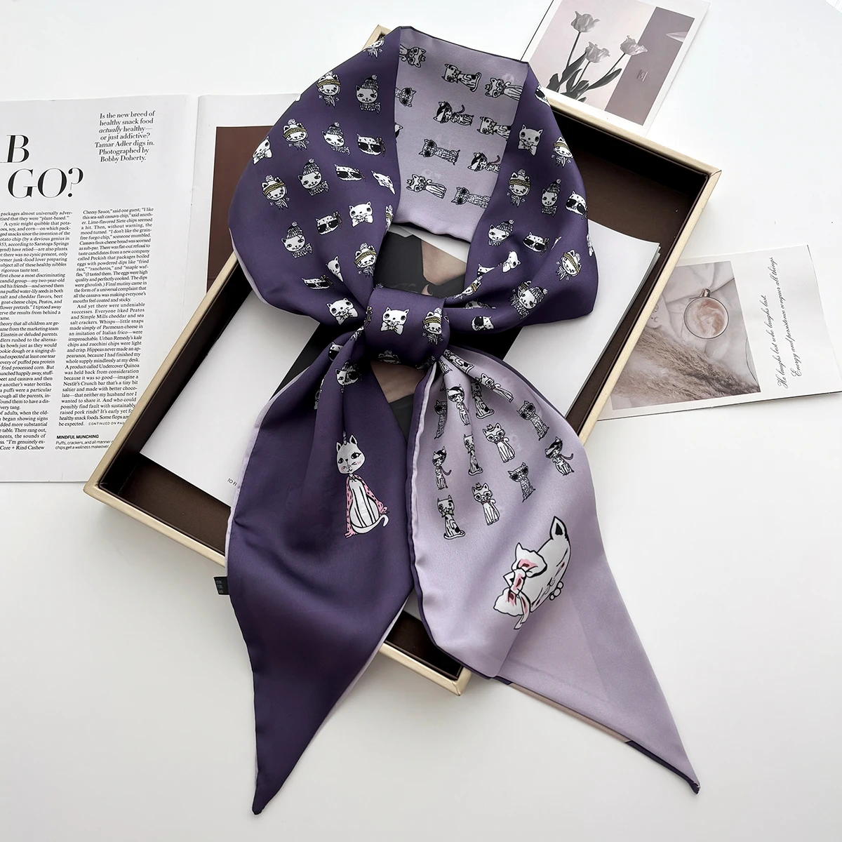 1pc Neue Mode Druck Haar Band Langen Schal Für Frauen Krawatte Tasche Dünne Halstuch Damen Floral Stirnbänder – Detail 25