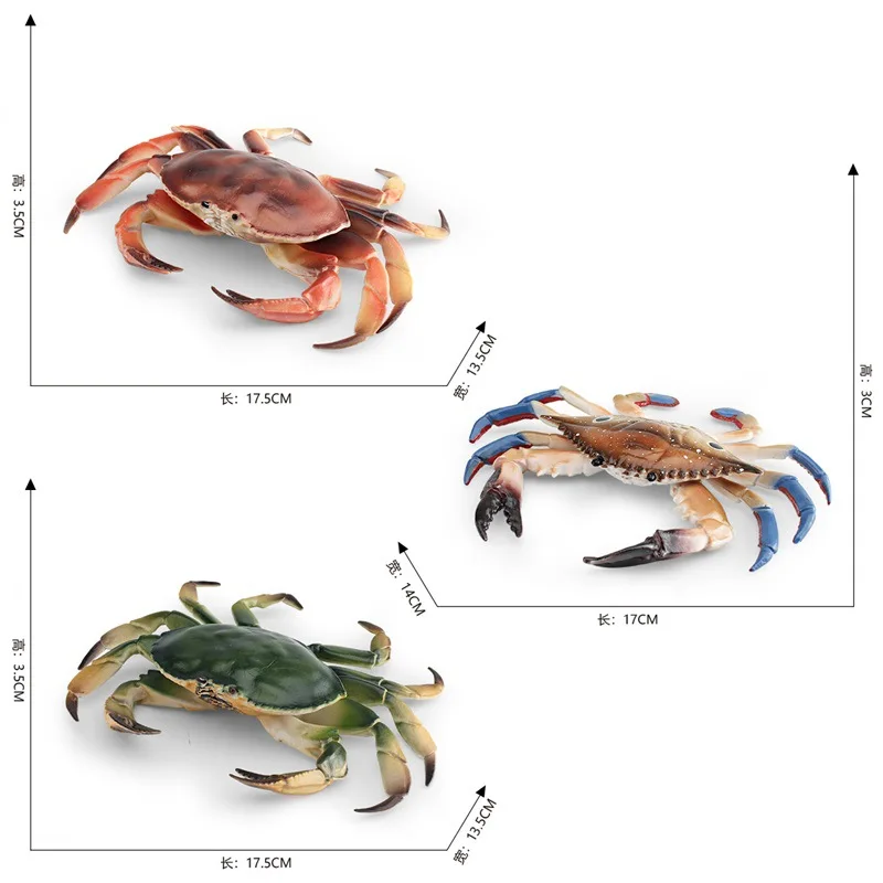 Simulation Marine Animal Crab Model Fun Three-eyed Crab Pike Crab Bread Crab Desktop Decorative Ornaments Children Toys Gifts