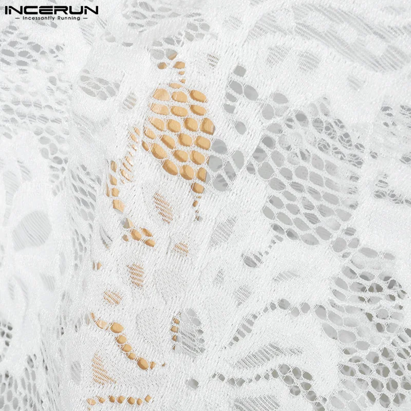 INCERUN Men Pants Lace Mesh Transparent Drawstring Joggers Sexy Male Trousers Streetwear Loose 2025 Fashion Party Pantalon S-5XL