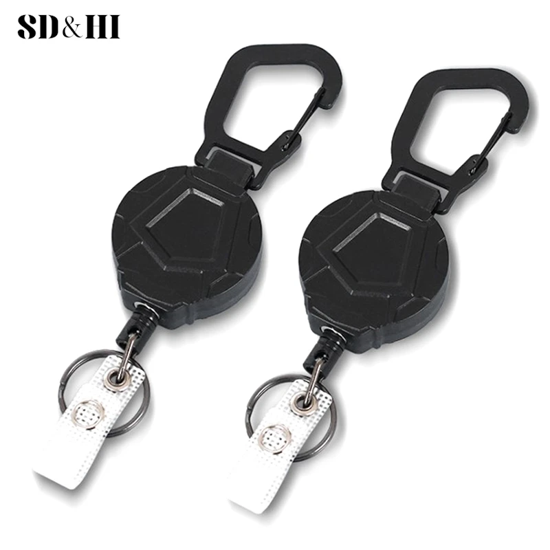 Retractable Metal Wire Keychain Pull Badge Reel ID Lanyard Name Tag Card Badge Holder Reels Recoil Chain Clips Outdoor Key Ring