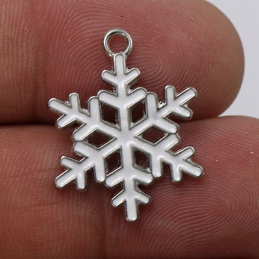 

10 Pcs Snowflake Necklace Ear Clip Charm Pendant DIY Charms Christmas Jewelry Making Pendants Colorful Alloy