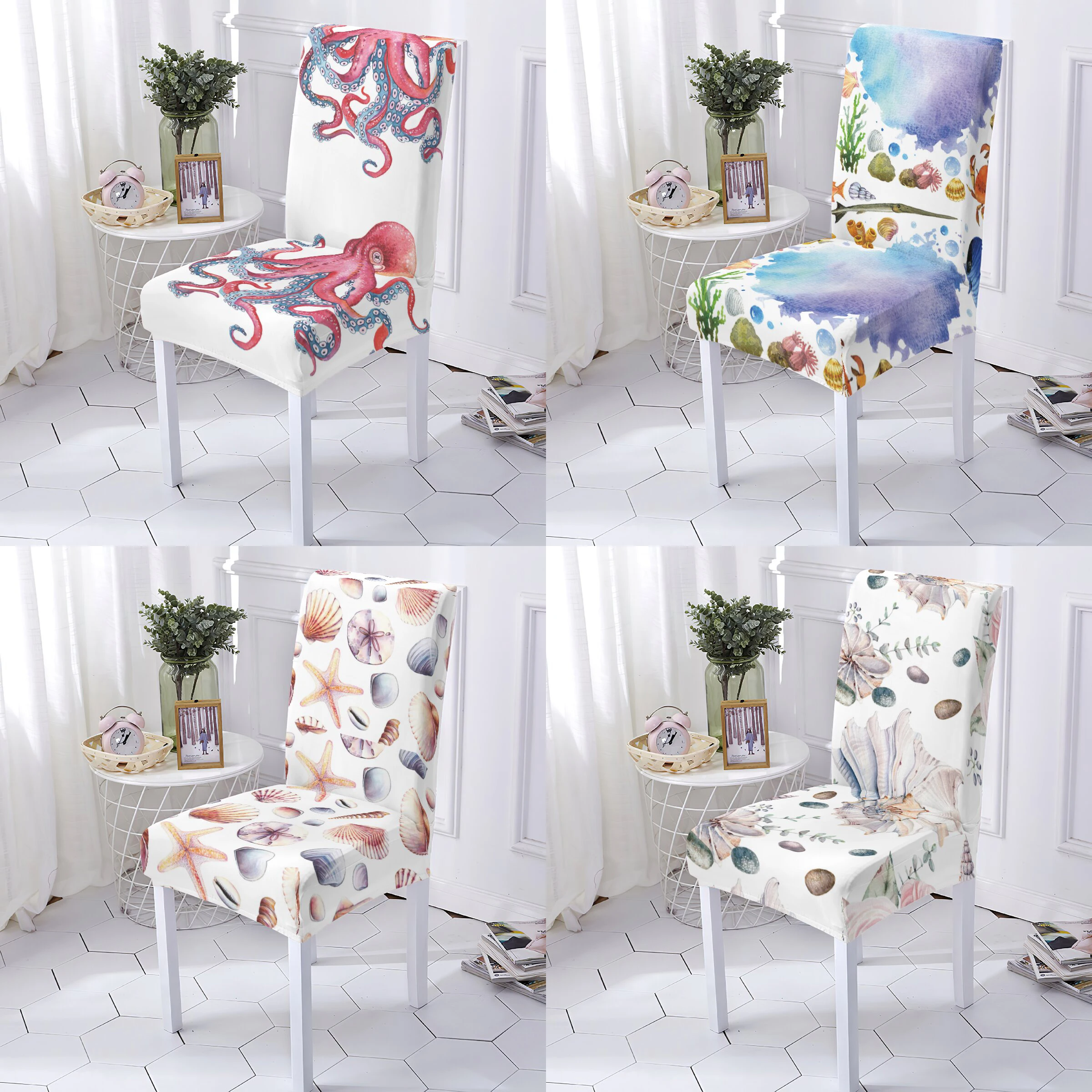 

Ocean Style Office Chair Cover Sofa And Chairs Covers Ocean Animal Pattern Case Stretch Chair Home Removable Washable Seat Cases