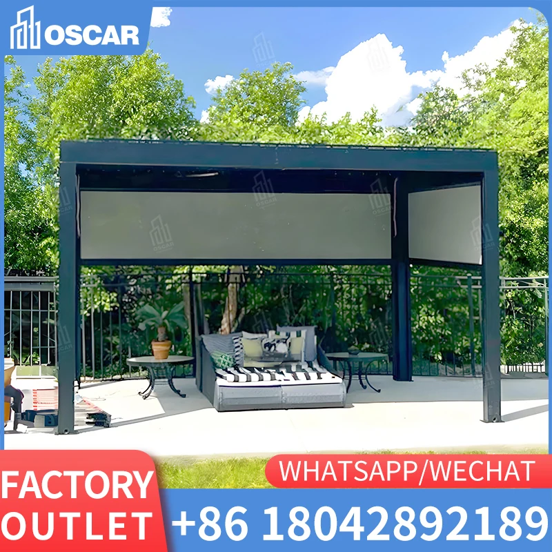 Manufacture Motorized Aluminum Pergola Metal Arch Gazebo 3x3 Pergola Bioclimatique Arbor Iron Gazebo