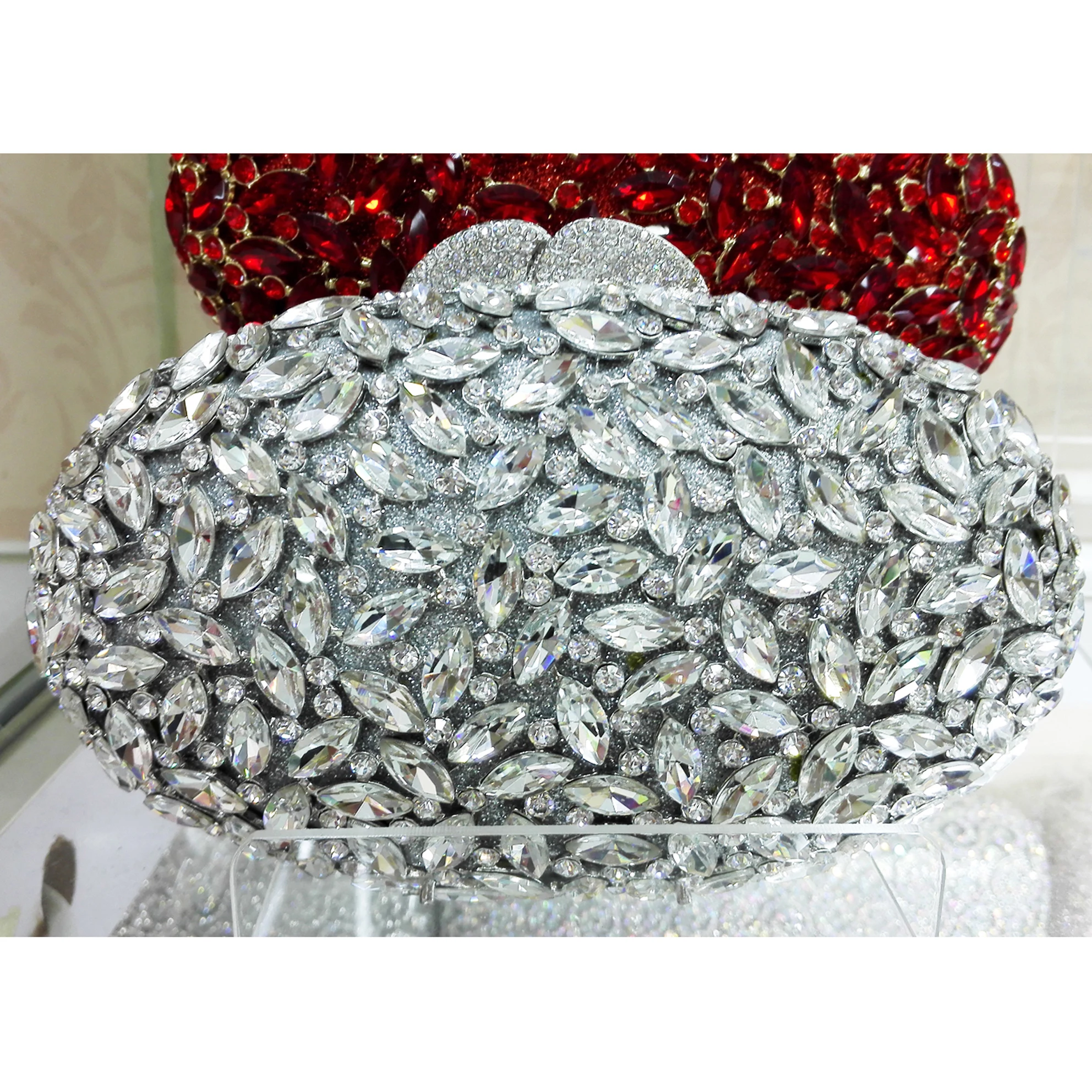 KHNMEET Egg Crystal Clutch Bags Blue Purple Diamond Evening Bags Luxury Purse Wedding Handbags SC154