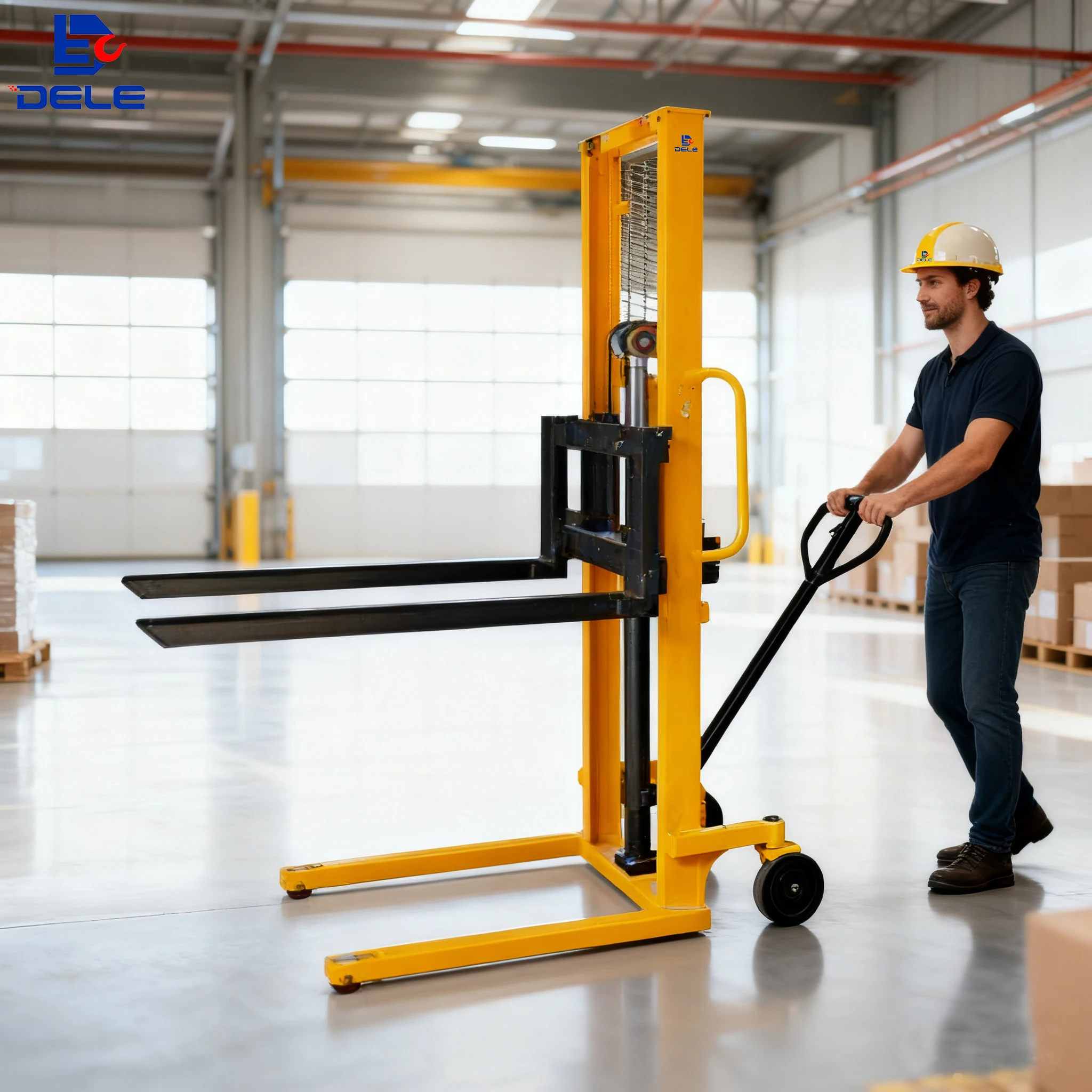 

500kg 1 Ton Manual Forklift Stacker with Hydraulic Pump for Professional Industrial Warehouse Material Handling Work Tool