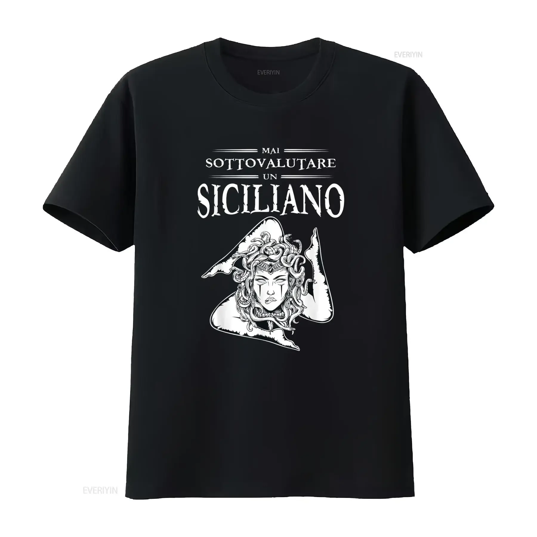 

Никогда не недооценивайте Sicilian Trinacria Sicilia Heraldik, винтажная потертая эластичная модная дышащая мягкая универсальная футболка