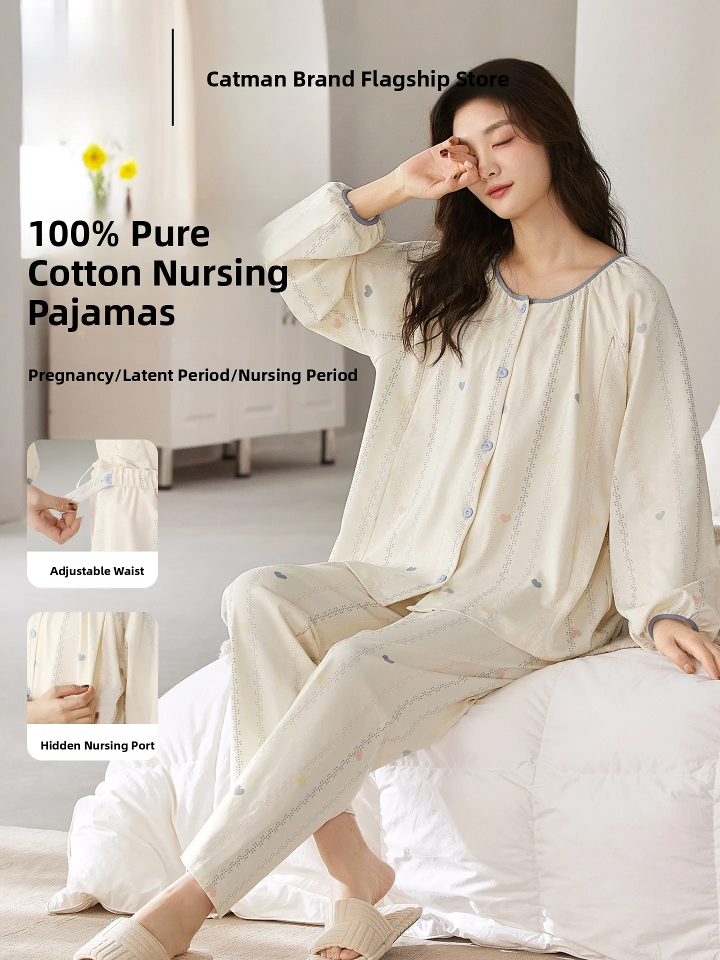 pure-cotton-maternity-sleepwear-women's-style-home-clothes-spring-summer-new-arrival-breastfeeding-outerwear-comfortable-loos