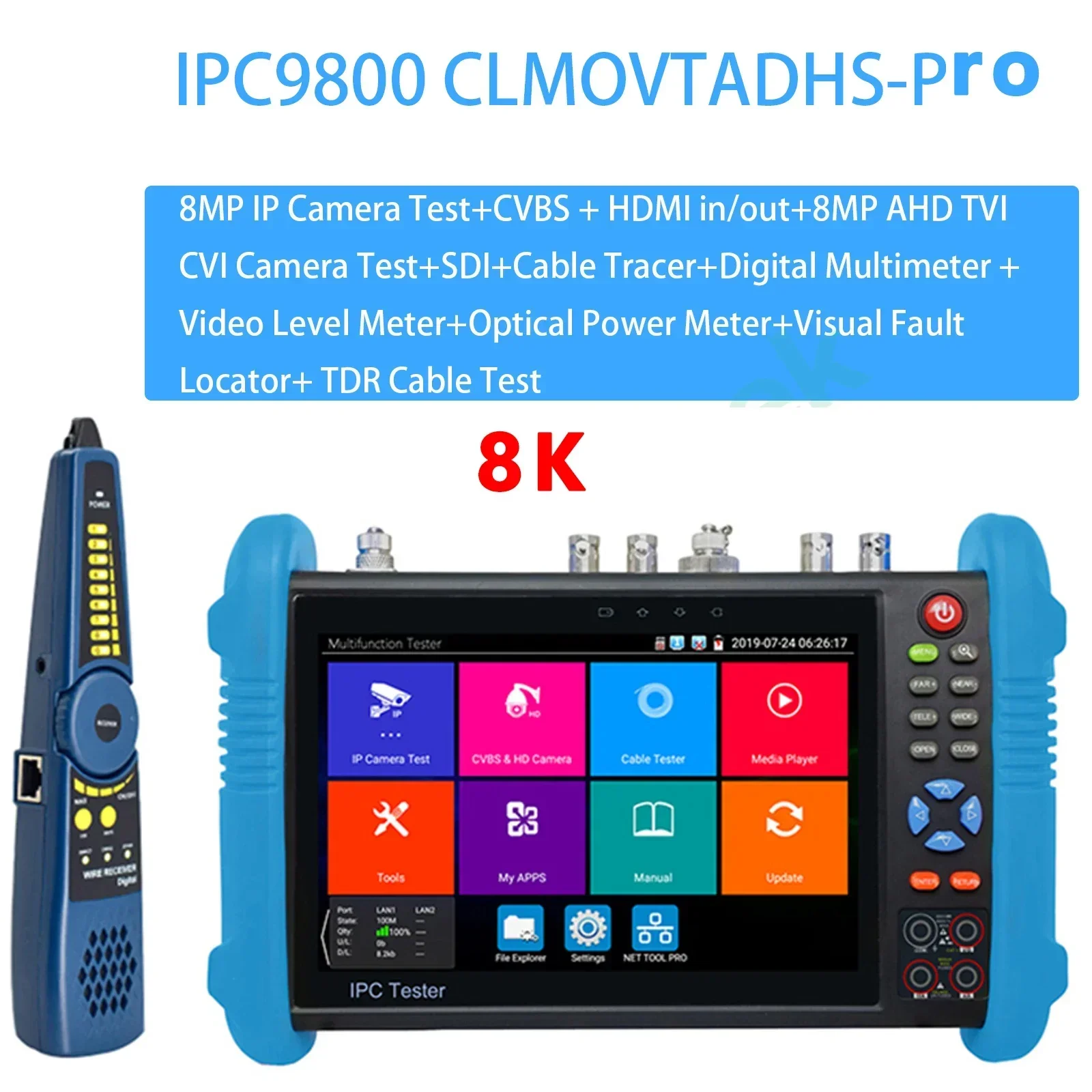 IPC-9800Clmovtadhs Pro Rj45 Network Tester Monitor Ip Tester HDMI Portable Monitor Camera Cctv Tester IPC-9800