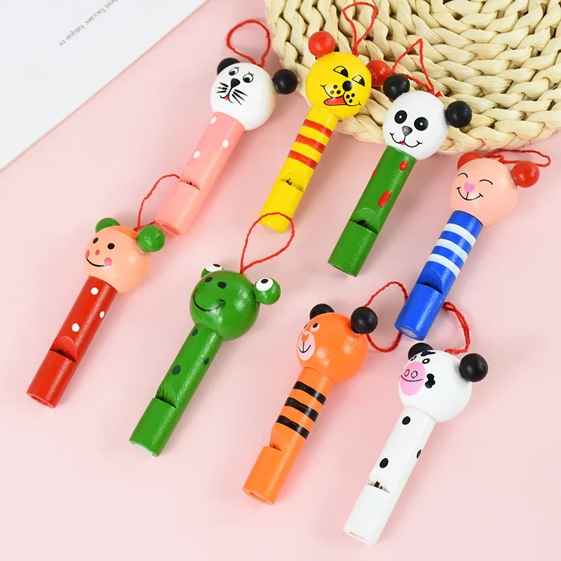 1Pc Colorful Wooden Whistle Indoor Outdoor Play Crisp Whistle Sound Toddler Gift Random Color