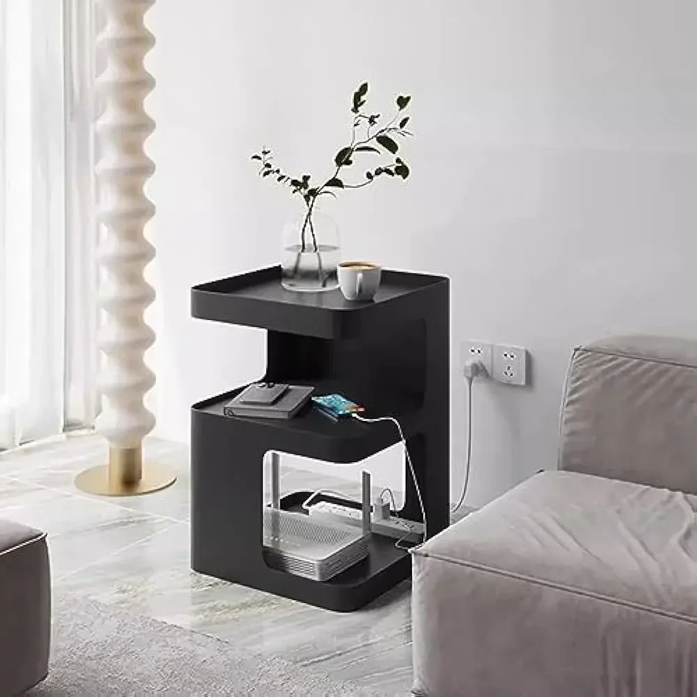 Metal nightstand,Bedside Table,3-Tier Accent Table with Storage for Bedroom,Living Room,Small Space,Couch