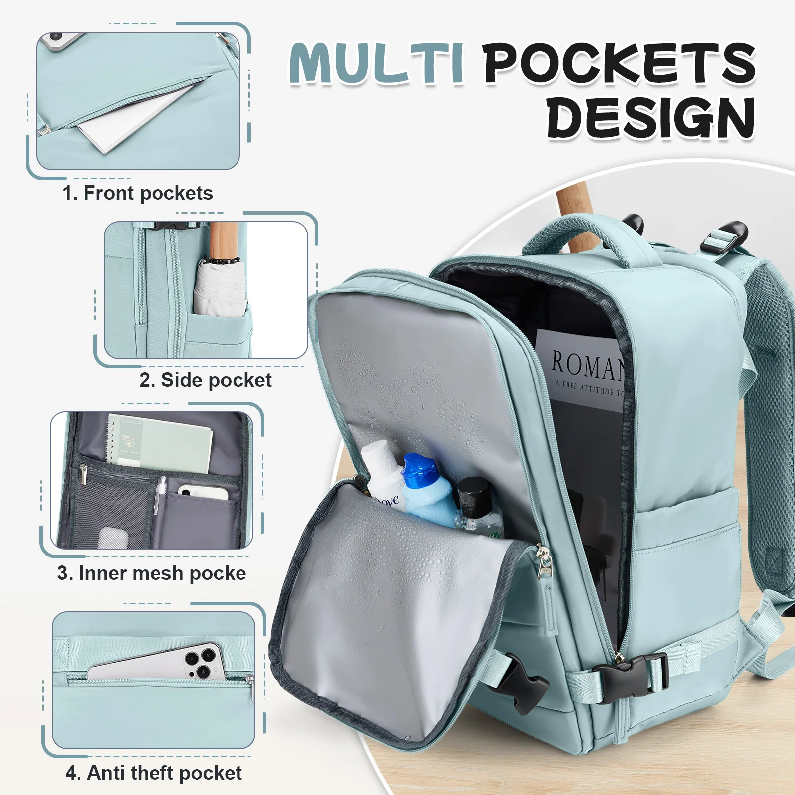 Multifunction Outdoor Backpack Big Capacity Travel Backpack For Women Men, Laptop Backpacks,Ryanair 40x20x25 Water Resistant Bag