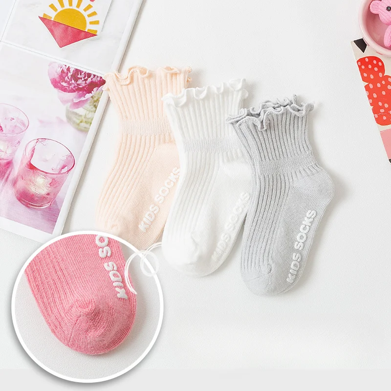 Spring and Autumn Children Sweet Lovely Wooden Ear Edge Princess Baby Comfortable Breathable Point Glue Non-slip Socks