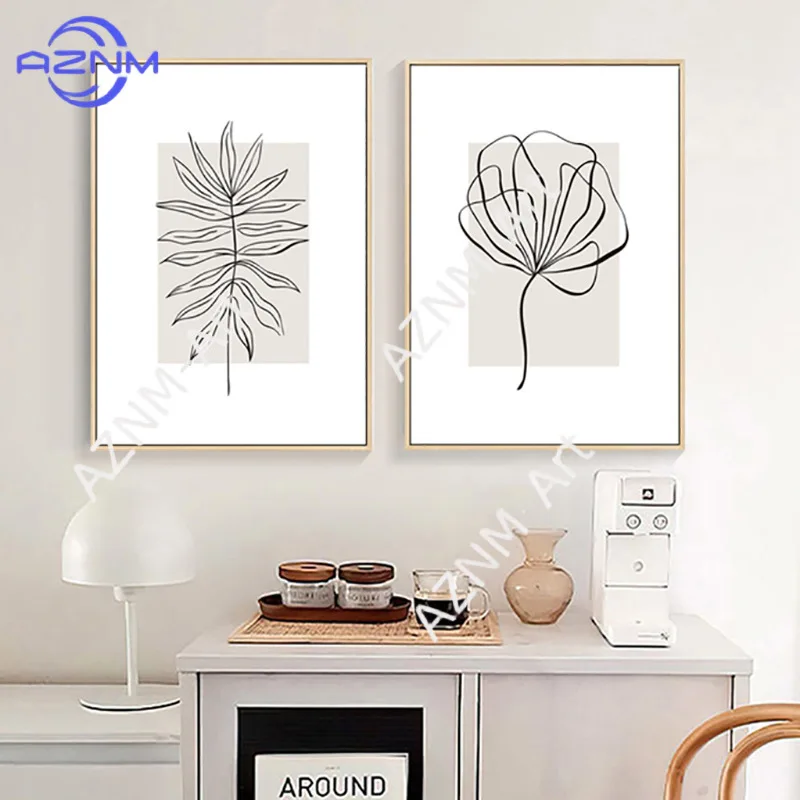 1 Stück, Wind Line Art Deco Zeichnung, Wohnzimmer-Hintergrundwandgemälde, Schlafzimmer, abstrakte Blumen, Wandbild, Esszimmer, hängendes Bild