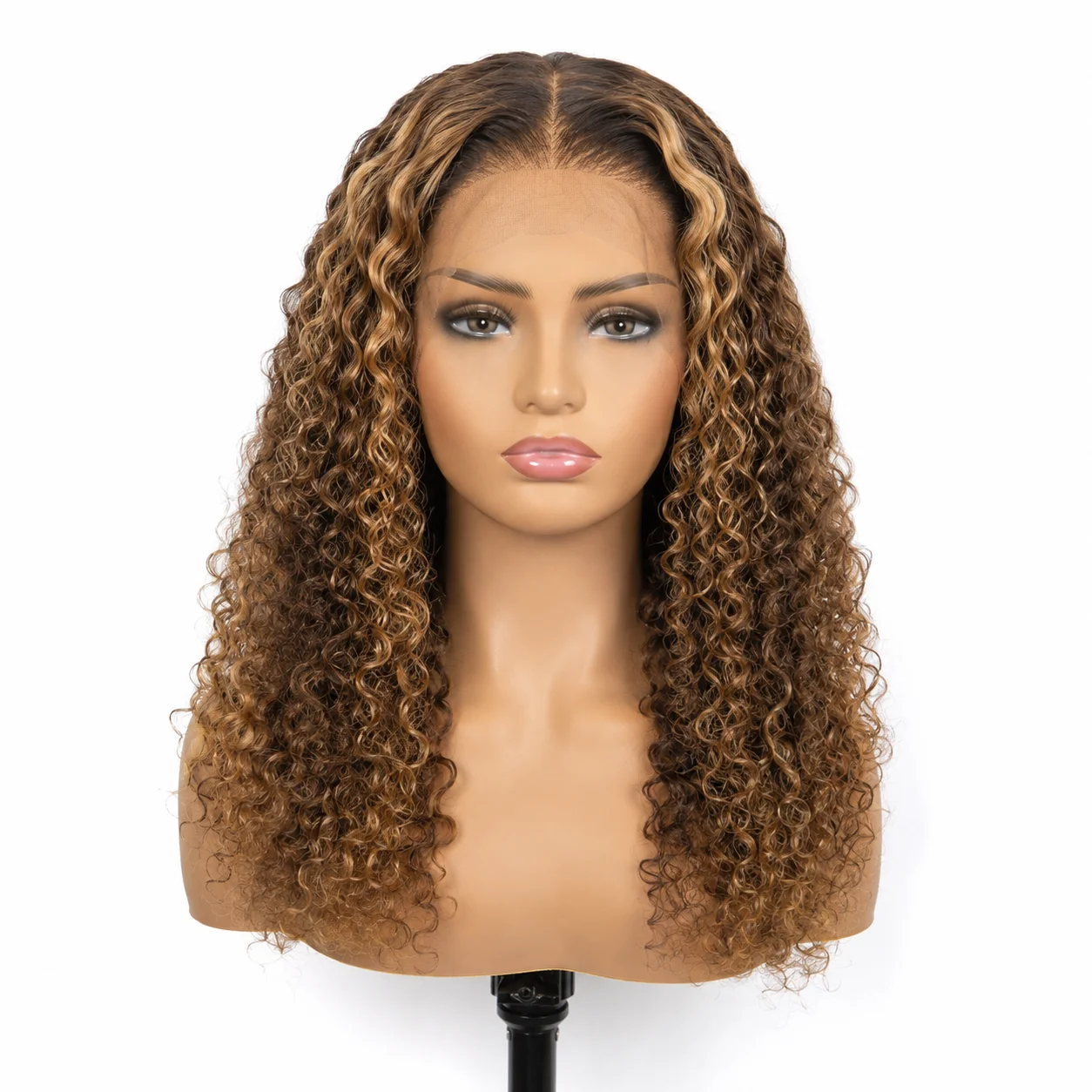 TIMOPOL 13x4 Lace Front Wig 16 Inch Jerry Curly P4/27 Highlight Human Hair, Glueless Pre Plucked Hairline with Baby Hair Curly Lace Frontal Wig for Black Women Daily Party view 8
