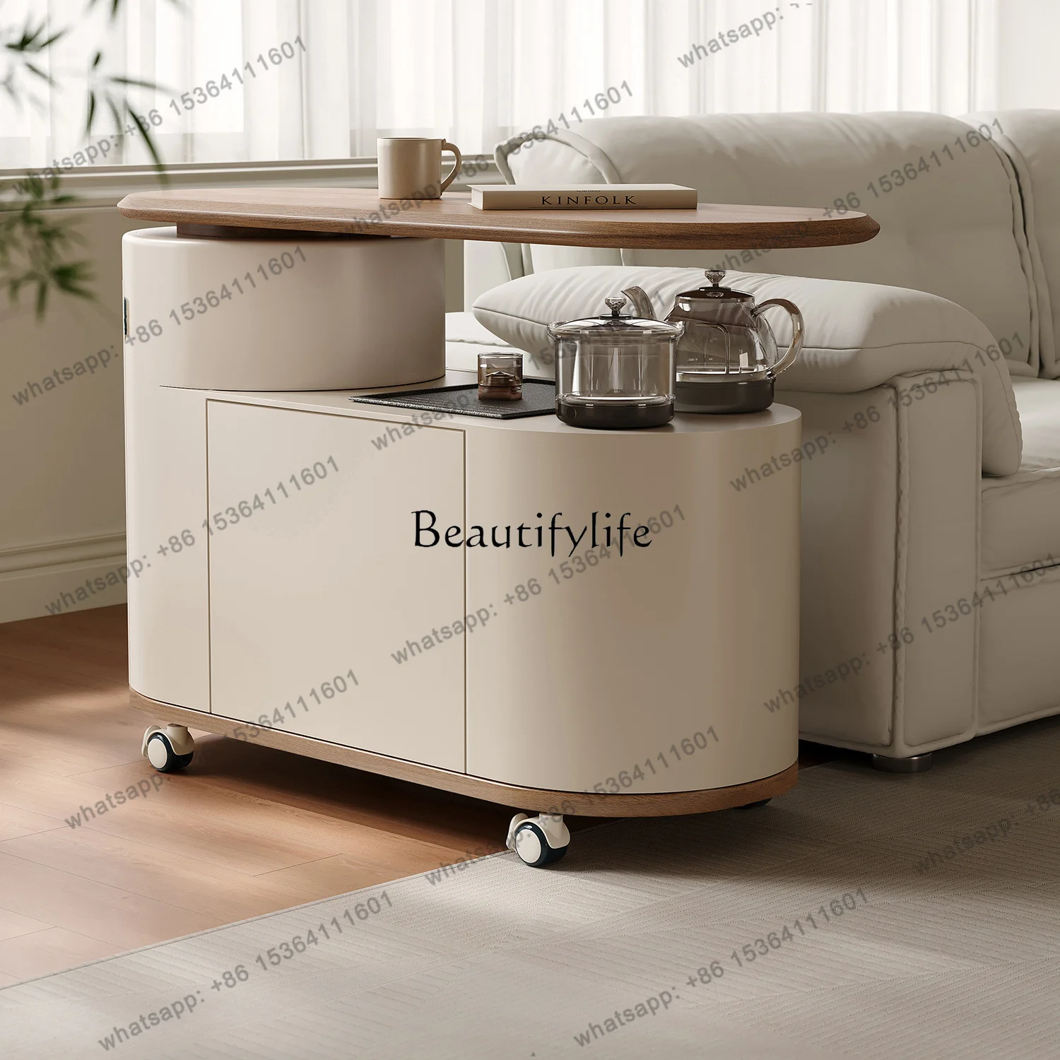 Customizable Modern coffee table, tea table, rotating light luxury, new living room balcony, small tea cart