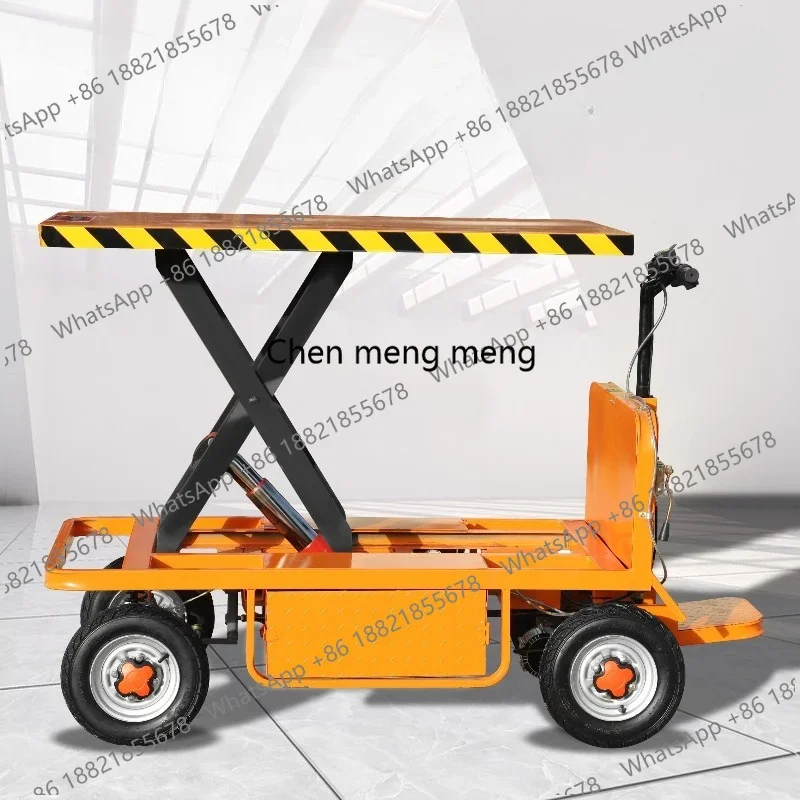 E182 Orchard picking four-wheeled flatbed truck reversing donkey lifting and handling load king pulling cargo storage trolley