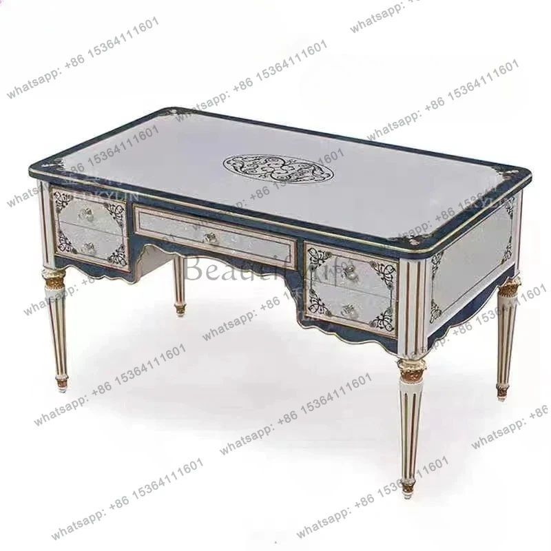 

yj5 Scrivania da ufficio in parquet francese, scrivania per computer in legno massello, scrivania intagliata, sedia da ufficio