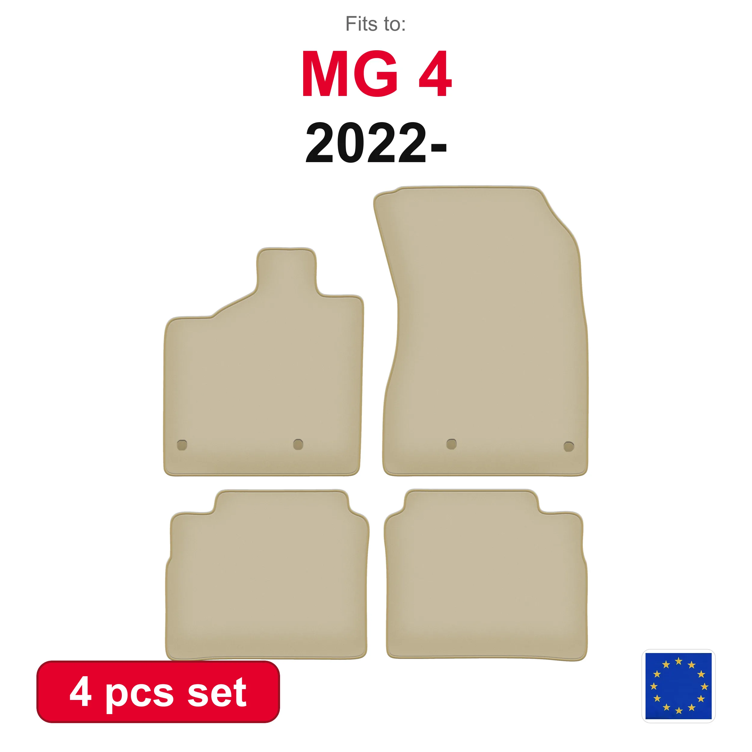PREMIUM Auto-Fußmatten für MG 4 Electrician (2022-) - Beige 4-teiliges Auto-Mattenset