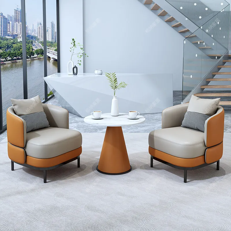 

Modern Executive Office Chair Negotiation Table Combination PU Leather Sliding Office Furniture Steel Base Office Use