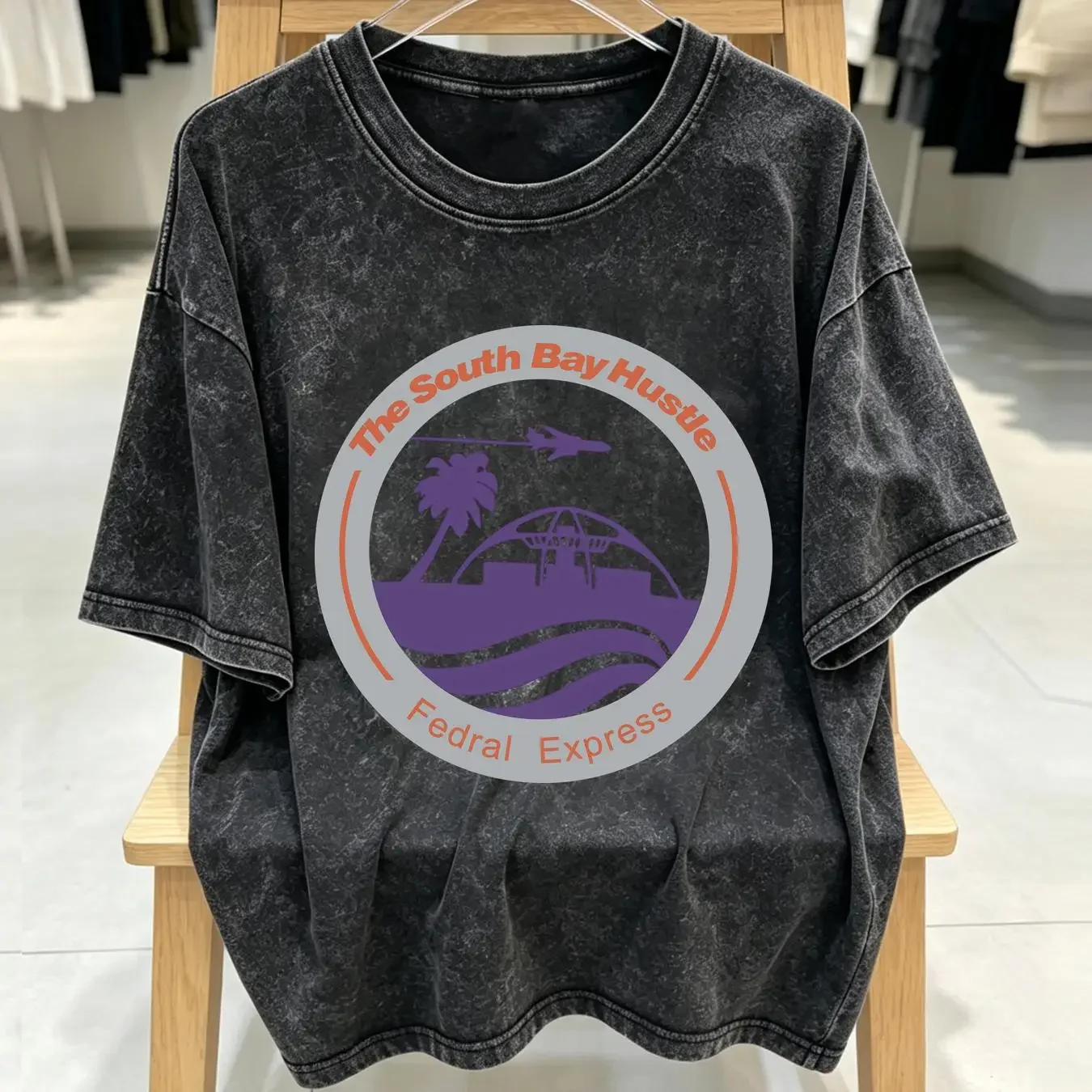 washed T Shirt vintage 80s FEDERAL EXPRESS SOUTH BAY HUSTLE FEDEX LOGO PROMO AIRPLANE M vintage Washed streetwear Soft Casual