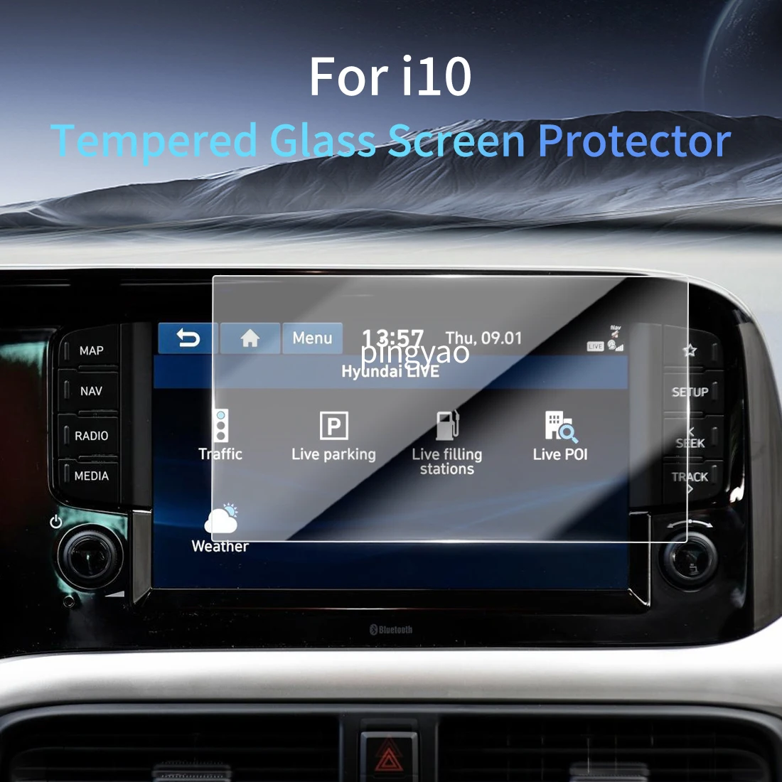 

Car Sticker Screen Protector Navigation Display Tempered Glass Protective Film Car Accessories Vehicle For24 modern i10