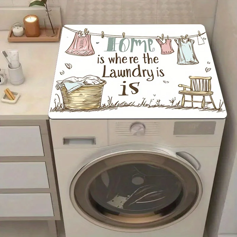 

A Cozy Slogan-Patterned Washing Machine Protector Mat,Suitable for Microwave Covers for Washing Machines And Dryers