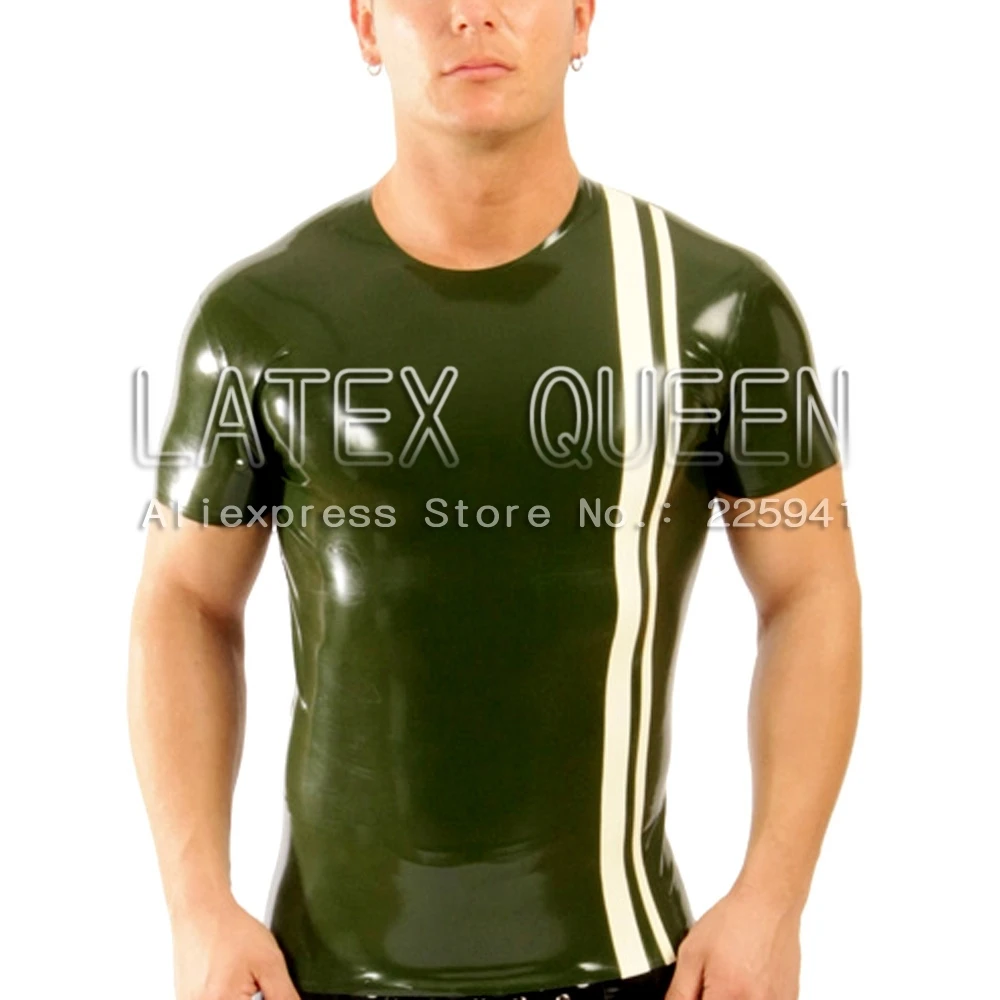 

Fashion latex tights T-shirt short sleeve costume for men