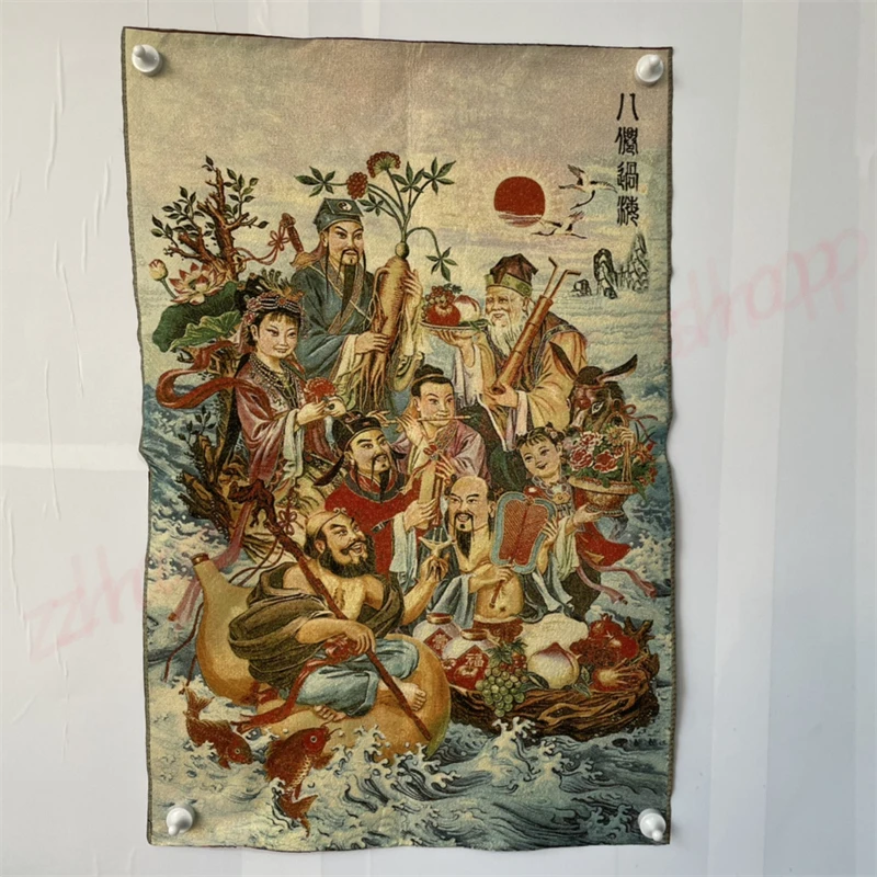 

Auspicious Tangka, Eight Immortals Crossing the Sea, Exquisite Home Decoration with Traditional Folk Culture