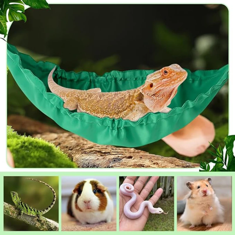 Lizard Hammock With Suction Cups Bearded Dragon Tank Accessories Reptile Lounger For Chameleon Snakes Geckos Hamster