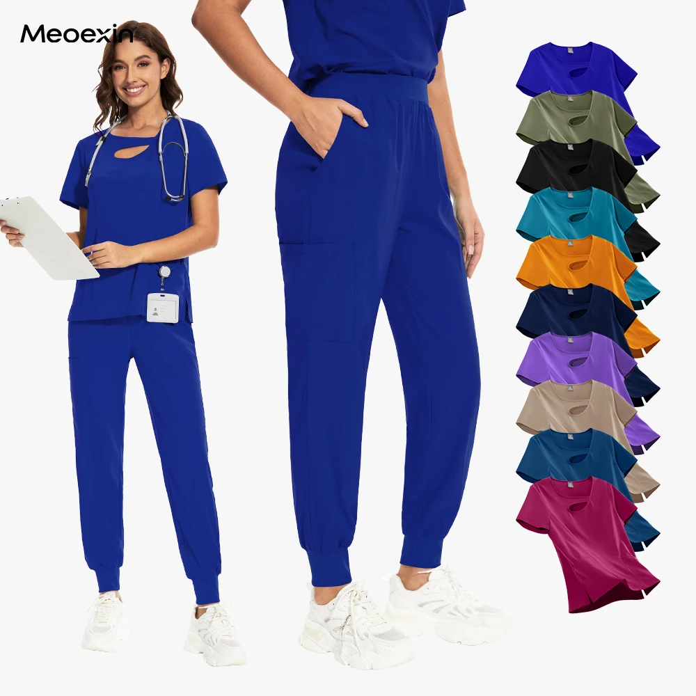 

Short Sleeve Nursing Nurses Hospital Surgical Uniforms Woman Thin Stylish Female Medical Scrubs Doctor Uniforms Healthcare Scrub