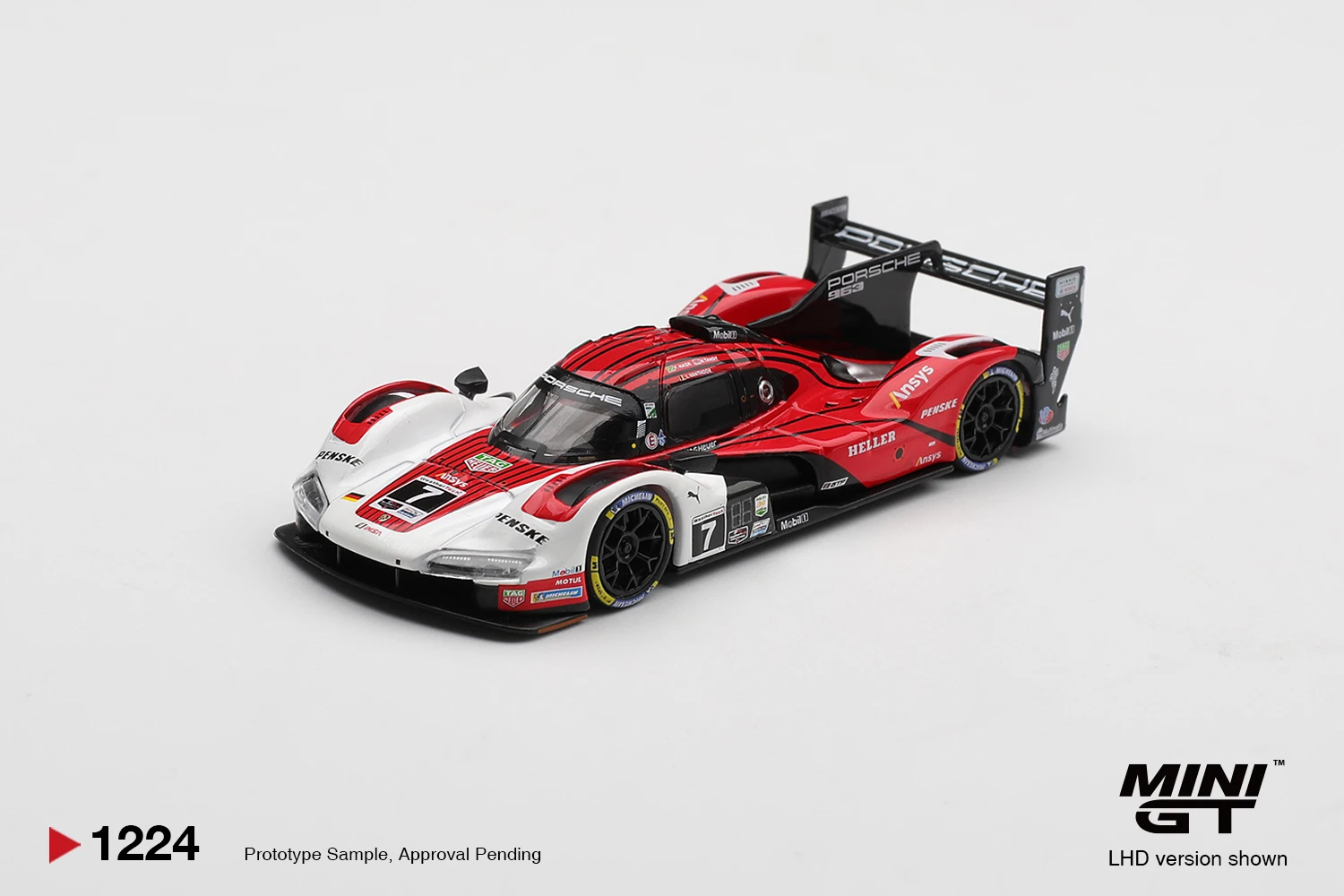 MINIGT 1/64 Porsche 963 # 7 Porsche Penske Motorsport MGT01224-CH Autos aus Legierung, Druckguss-Metallmodell, Kinderspielzeug für Jungen