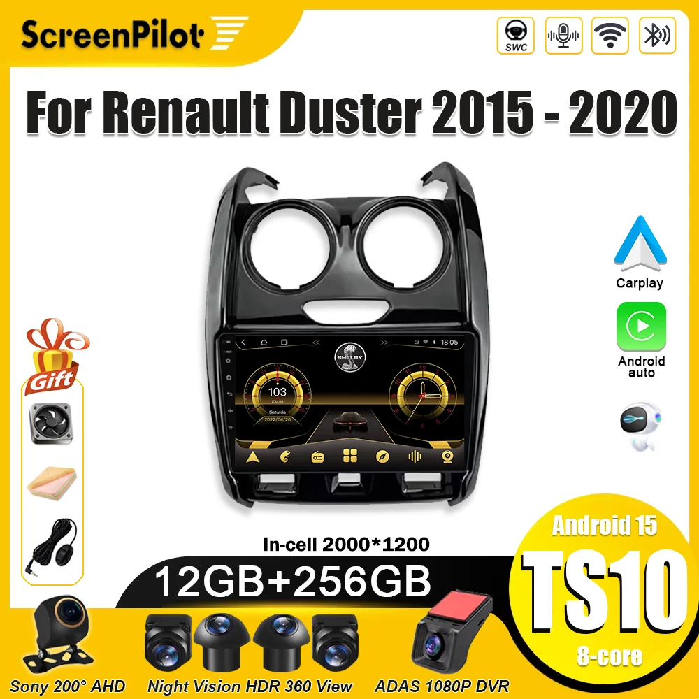 

Android 16 For Renault Duster 2015 2016 2017-2020 Car Radio Multimedia Video Player Touch Screen Carplay 2 din Wifi 5G 8 Core