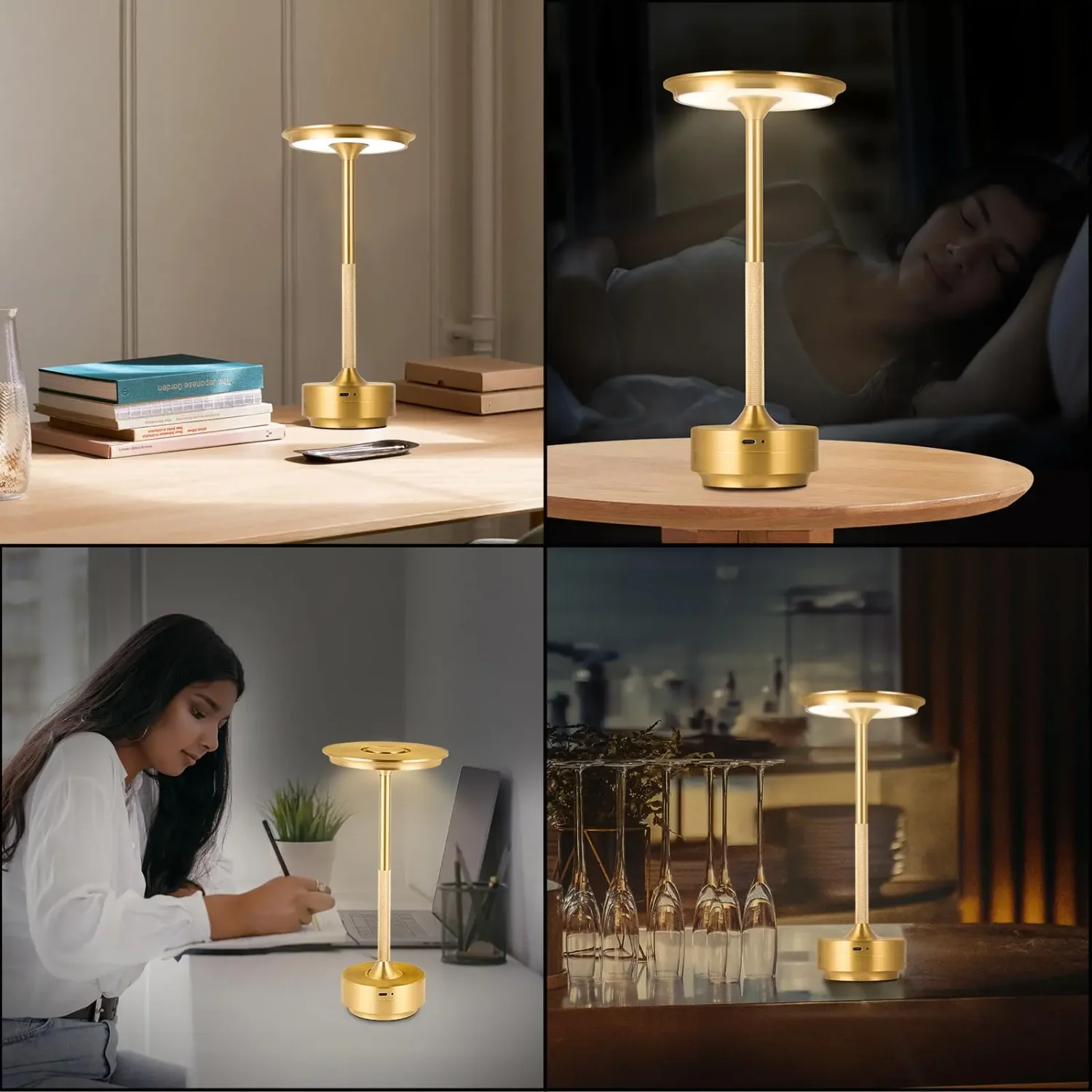 Wireless Table Lamp Touch Sensor Rechargeable Desktop Night Light LED Reading Lamp  Restaurant Hotel  Bedroom Decor Light