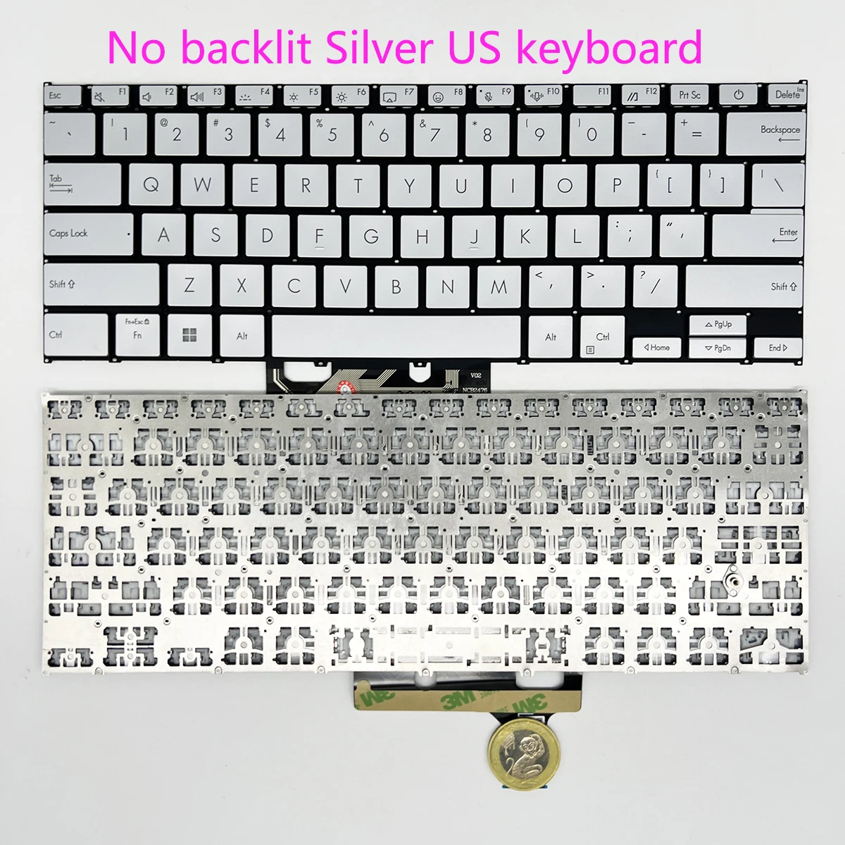 

Keyboard for ASUS Zenbook 14 OLED UX3405 Silver No backlit US layout