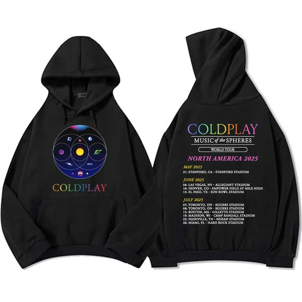 Band Cold-play Music of The Spheres World Tour 2025 Hoodies Sudaderas Con Capucha Long Sleeve Men/Women Sweatshirts Print Hoodie