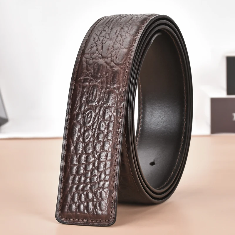 Mens belts No buckle Top layer cowhide belt collocation Needle buckle 3.8CM and Needle buckle,only belt Fashion Belt strip