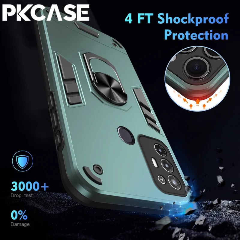 PKCASE Shockproof Case For Infinix Tecno Spark 20 20C 10 10C 9 9T 8C 8T 7 7P Pro Plus Go 2025 2024 2023 2022 Ring Bracket Cover