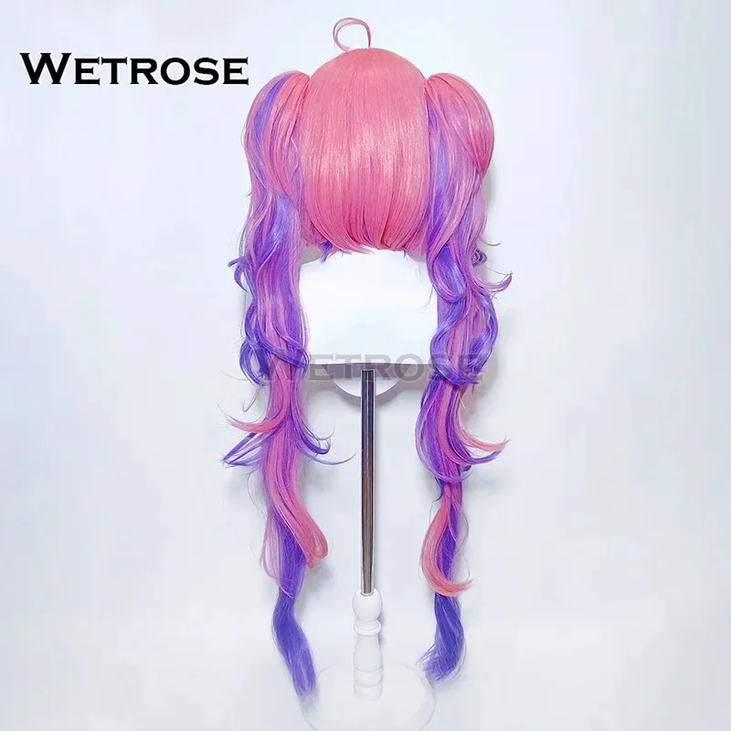 【Wetrose】متوفر في المخزون Kikirara Vivi شعر مستعار كوسبلاي Hololive DEV_IS Glow Flow Vtuber مجموعة كاملة لعيد الهالوين وعيد الميلاد