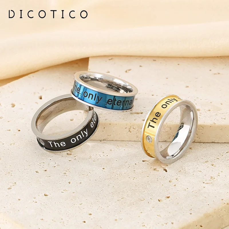 Fashion Colorful Stainless Steel  Rings For Lover Trendy Couple Gold Silver Color Wedding Party Jewelry Gifts