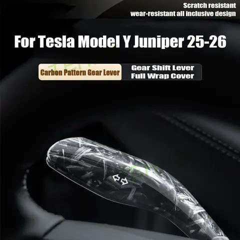 Juniper 2025 Växelspakshylsa Växelspaksskydd Ratthandtagsskydd Dekoration Växelspaksskal Tesla Model Y 2026 Delar 10 best sales växelstövel - №4