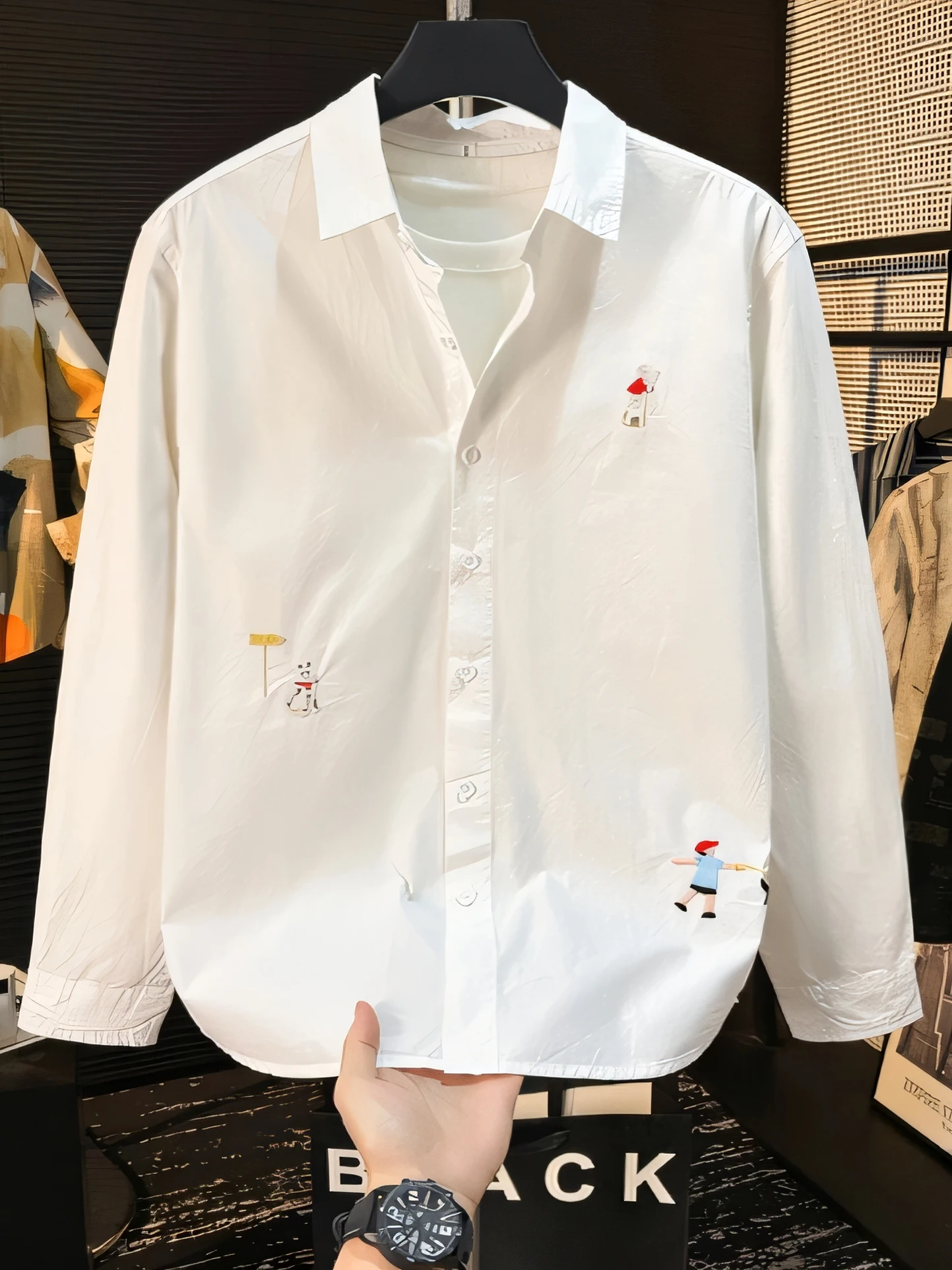 

Ретро-японский стиль, длинный рукав, вышивка, повседневный, универсальный, легкий, люксовый бренд, мужская весенняя новинка, летняя одежда